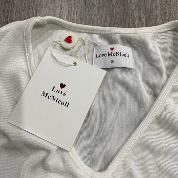 Love mcnicoll white scrunch v neck crop top white small - Picture 2 of 7